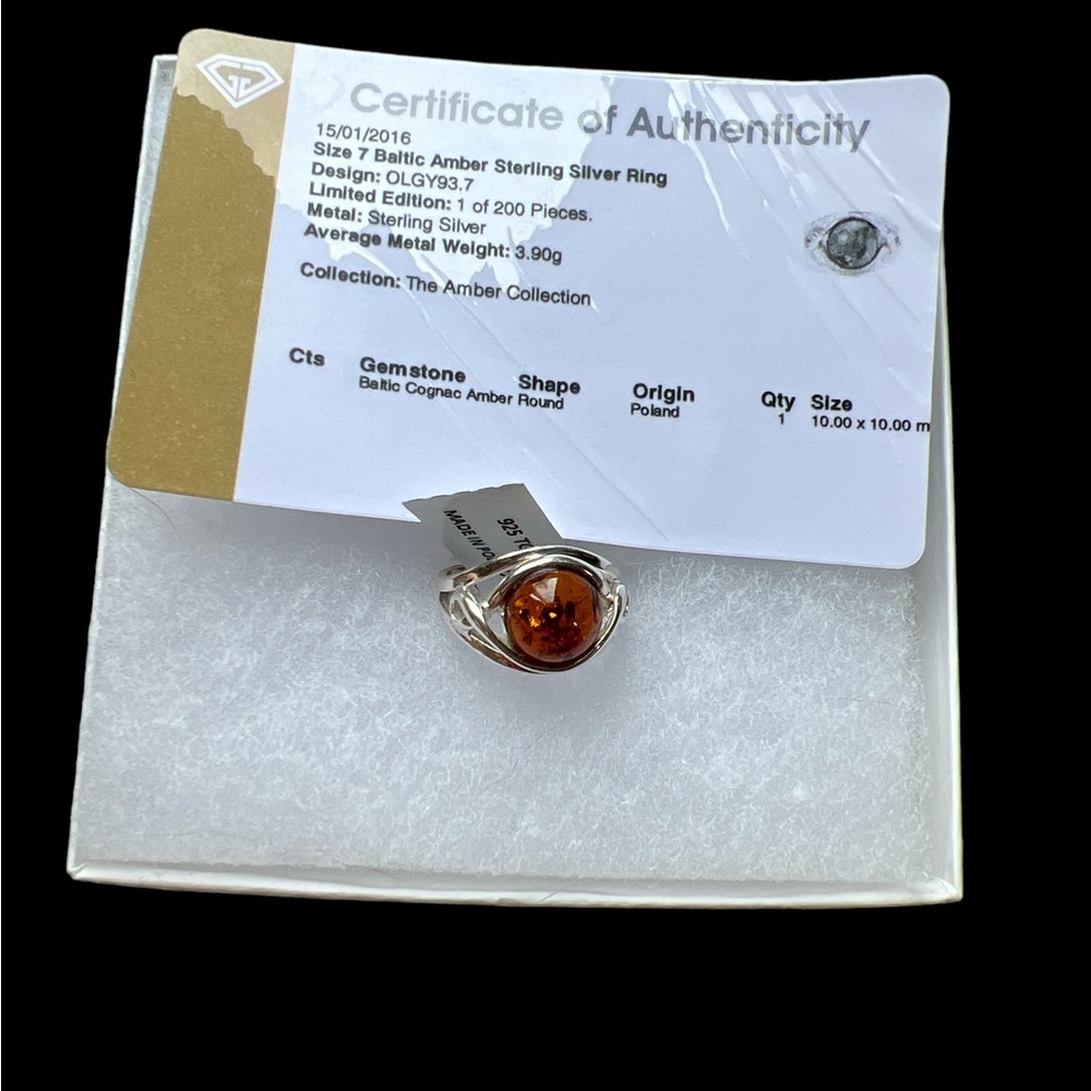 Baltic amber sterling silver ring
